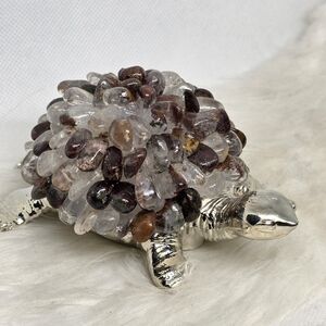 Garden Quartz Turtle Figurine Crystal Turtle Decor Silver Turtle Statue Lodolite